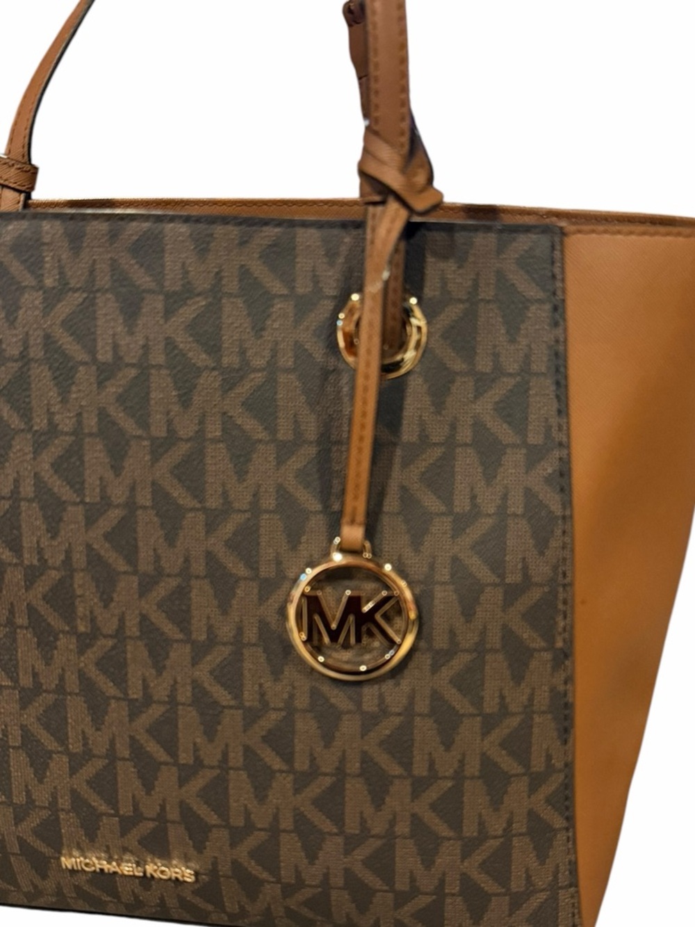 Michael Kors Jet Set Brown Monogram Coated Canvas Tote Bag - Picture 6 of 14